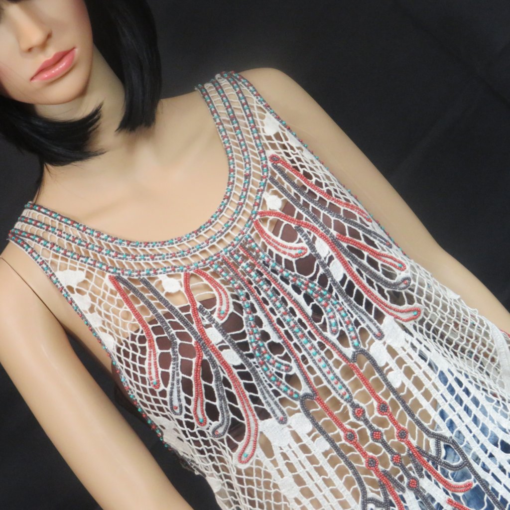 Antik Batik Tank With Multi- Colored Beads